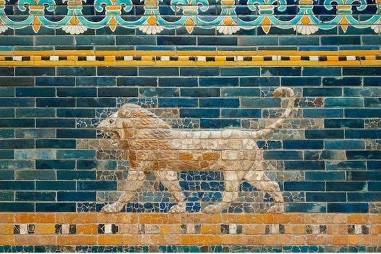 Babylon Art Ishtar Gate A piece of Babylonian artwork with a lion